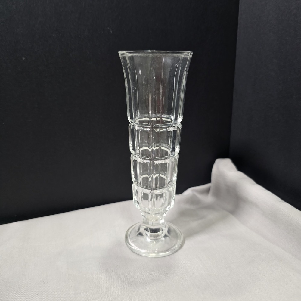 Vintage Borgonovo Milano Bud Vase Italy Footed Clear Cut Crystal Glass 6"